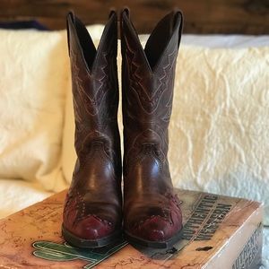 Laredo Brown and Red Cowgirl Boots size 8